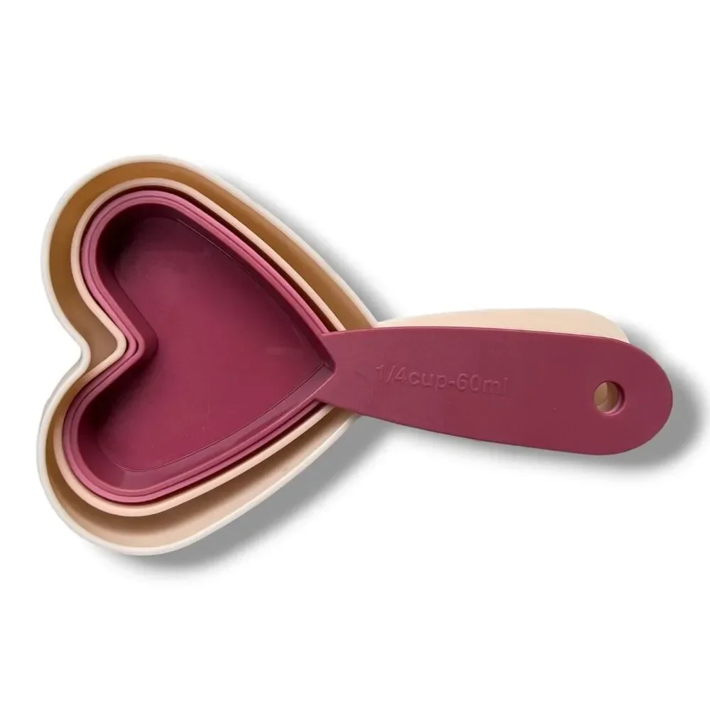 Pink heart-shaped measuring cups